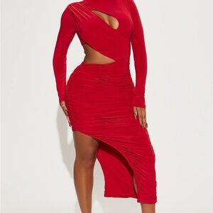Elegant Red Cut-Out Dress
